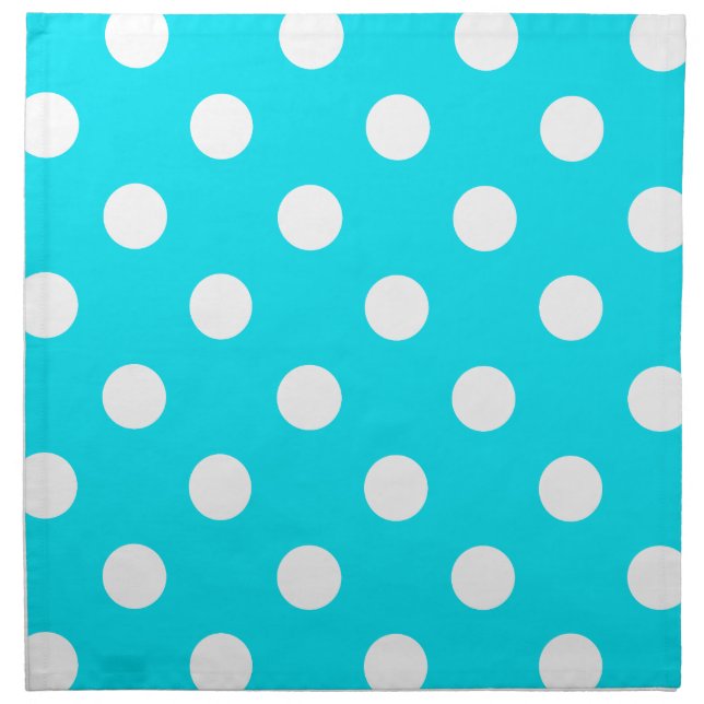 Polka dots cyan hex code 00E3F4 Napkin (Front)
