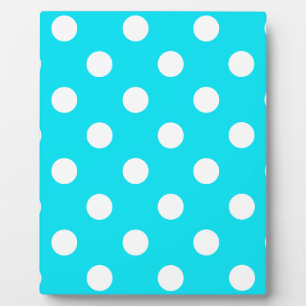 Polka dots cyan hex code 00E3F4 Plaque
