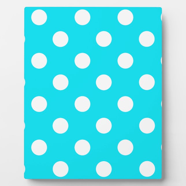 Polka dots cyan hex code 00E3F4 Plaque (Front)