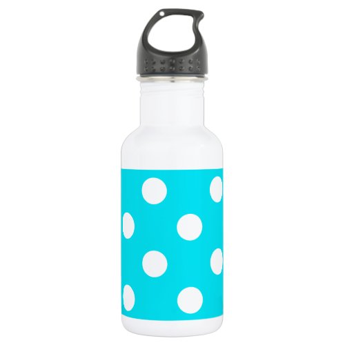 Polka dots cyan hex code 00E3F4 Stainless Steel Water Bottle