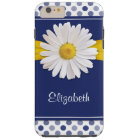 Polka Dots Daisy Navy Blue Yellow Personalized