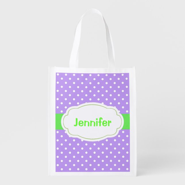 Polka Dots Design Reusable Tote (Front)