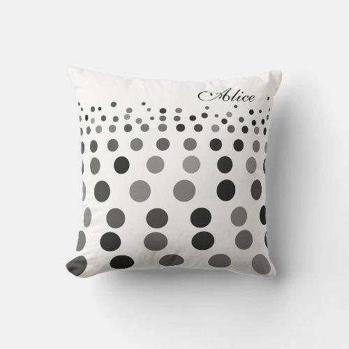 Polka Dots Design Trendy Black White Throw Pillow