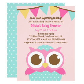 Polka Dots Egg Owl Themed Baby Shower Invitations