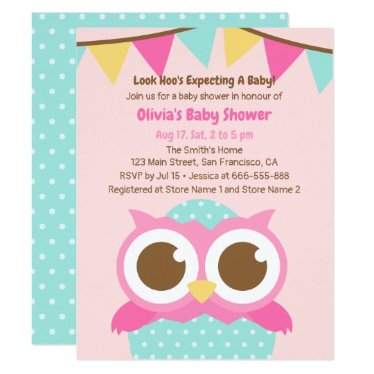 Polka Dots Egg Owl Themed Baby Shower Invitations Zazzle Polka Dots Egg Owl Themed Baby Shower Invitations