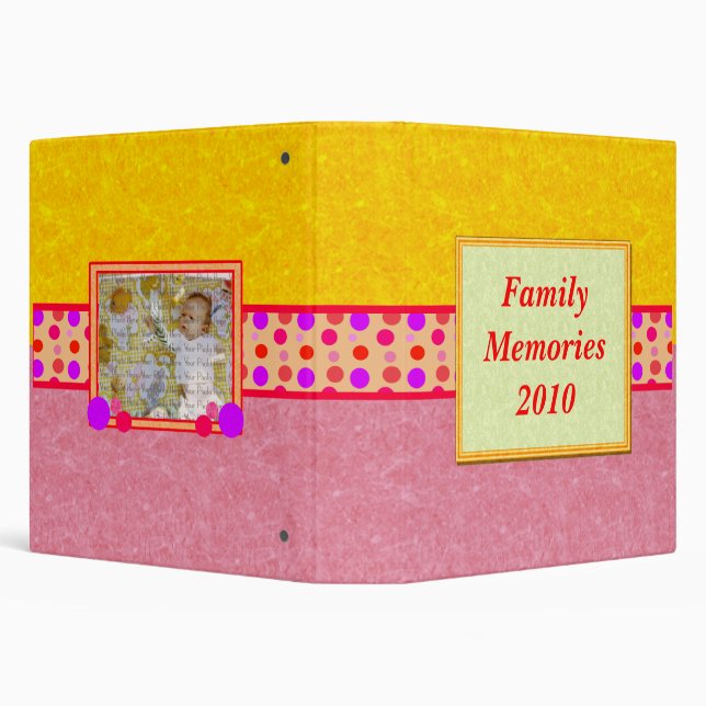 Polka Dots Family Memories Memory Book Photo Album 3 Ring Binder (Background)