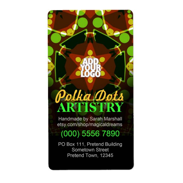 Polka Dots Geometric Star w/ Logo Sticker Label (Front)