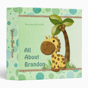 Polka Dots Giraffe - Neutral Baby Keepsake Album Binder