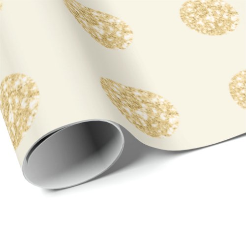 Polka Dots Glitter Creamy Spark Bridal Champaigne Wrapping Paper