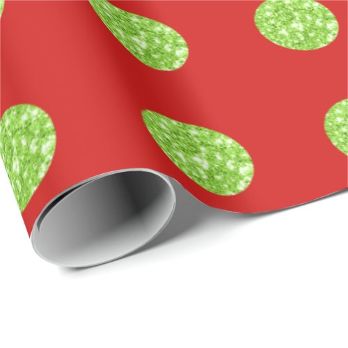 Polka Dots Glitter Mint Spark Red Bright Vivid Wrapping Paper