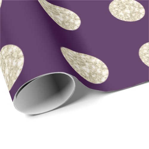 Polka Dots Glitter Purple Spark Bridal Ivory Champ Wrapping Paper