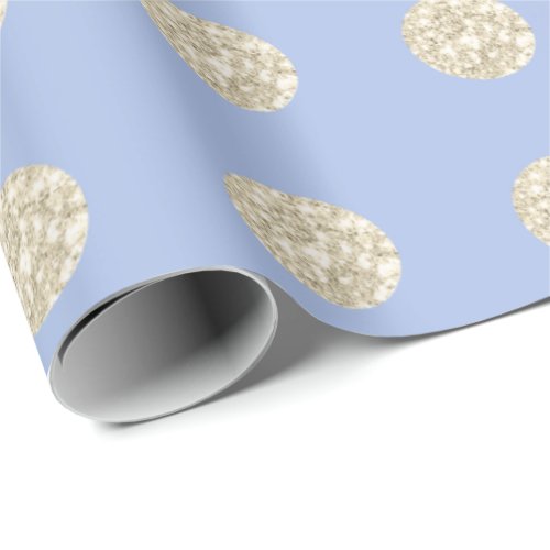 Polka Dots Glitter Sparkly Pastel Blue Ivory Wrapping Paper