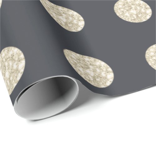 Polka Dots Glitter Sparkly Pastel Gray Graphite Wrapping Paper