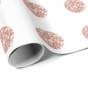 Polka Dots Glitter White Spark Pink Bridal Blush Wrapping Paper