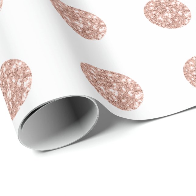 Polka Dots Glitter White Spark Pink Bridal Blush Wrapping Paper (Roll Corner)
