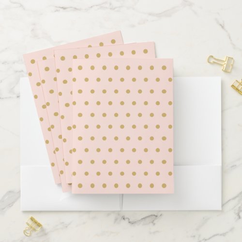 Polka Dots Gold And Blush Pink Pocket Folder