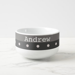 Polka dots Gray and White Soup Mug