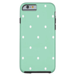 Polka Dots, Green, White Tough iPhone 6 Case