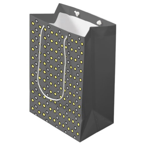 Polka dots grey silver and yellow medium gift bag