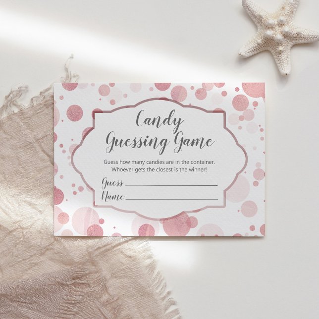 Polka Dots Guess How Many Candies Trendy Rose Gold Enclosure Card (Creator Uploaded)