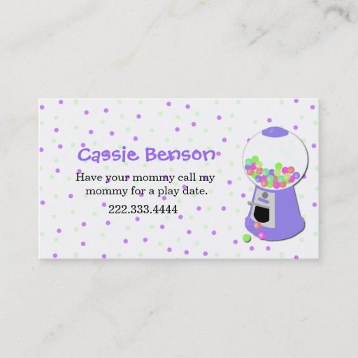 Customizable Polka Dots Gumball Machine Play Date Card Business Card