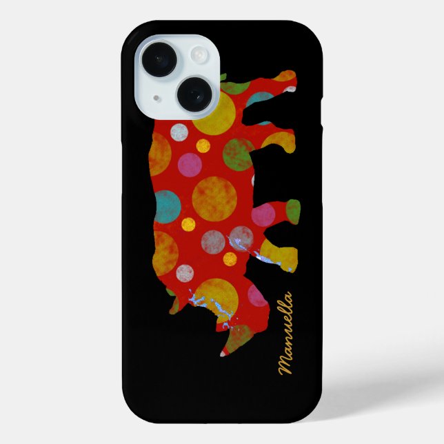 Polka Dots happy rhino Case-Mate iPhone Case (Back)