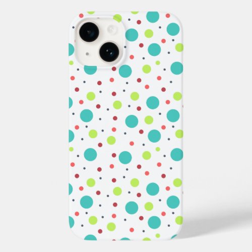 Polka Dots in Bright Green Blue Red Pink Gray Case_Mate iPhone 14 Case