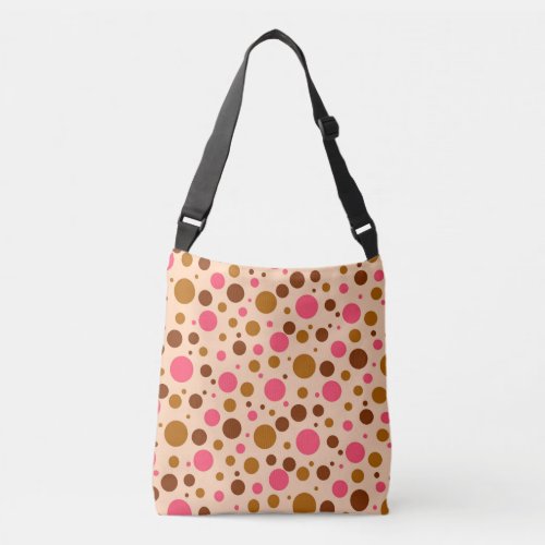 Polka Dots in Brown and Pink Crossbody Bag