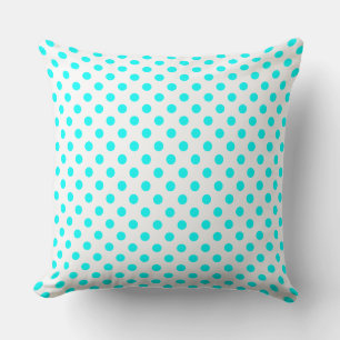 Polka Dots in Light Blue on White Throw Pillow