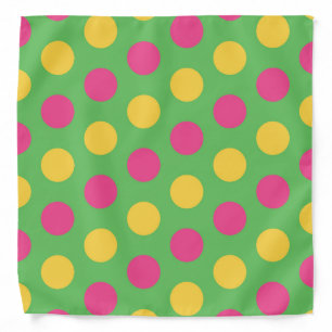 Polka Dots in Lime Green Hot Pink and Yellow Bandana