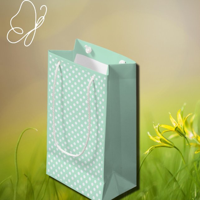 polka dots in pastel mint green small gift bag (Creator Uploaded)