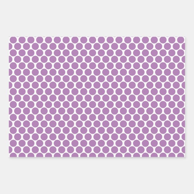 Polka Dots in Pink, Blue, and Lavendar Wrapping Paper Sheets (Front)