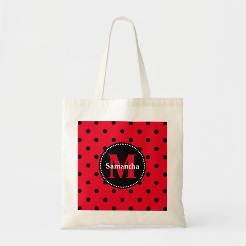 Polka Dots in Red and Black Tote Bag