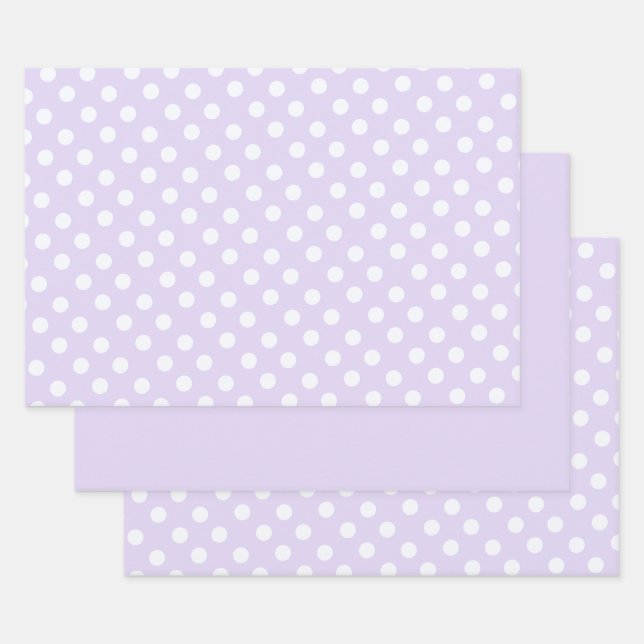 polka dots in  soft lavender wrapping paper sheets (Set)