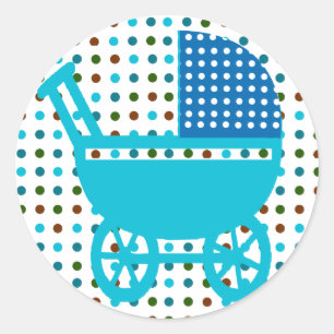 Polka Dots Infant Shower Dotted Baby Carriage Classic Round Sticker