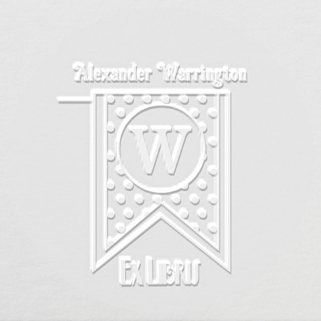 Polka Dots Initial Banner Monogram Ex Libris Book Embosser (Design)
