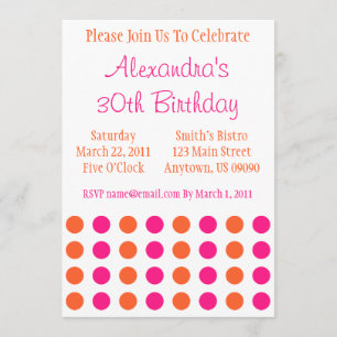 Polka Dots Invitation (Hot Pink / Orange)