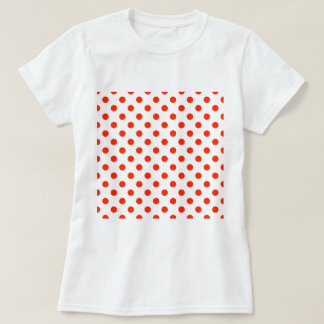 Polka Dots Large - Bright Red on White T-Shirt