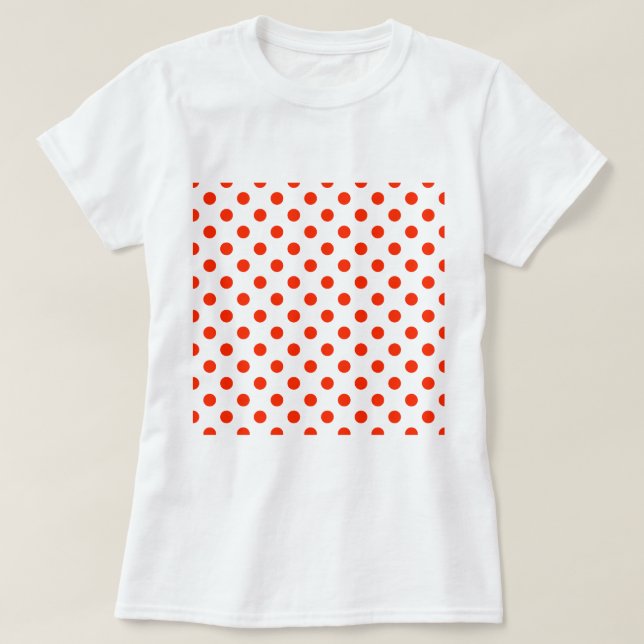 Polka Dots Large - Bright Red on White T-Shirt (Design Front)