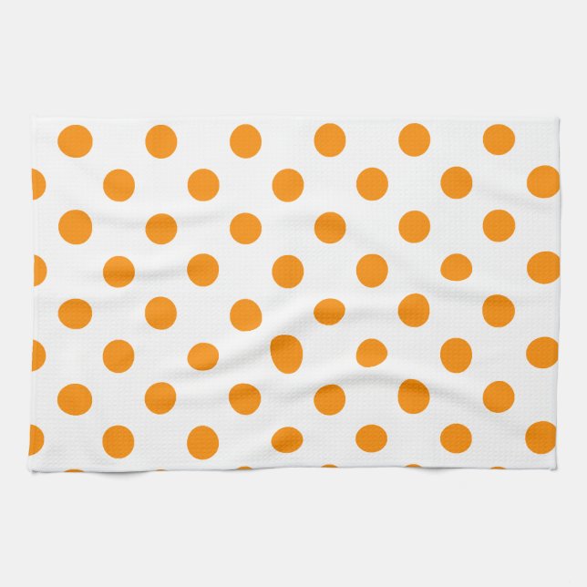 Polka Dots Large - Dark Orange on White Towel (Horizontal)