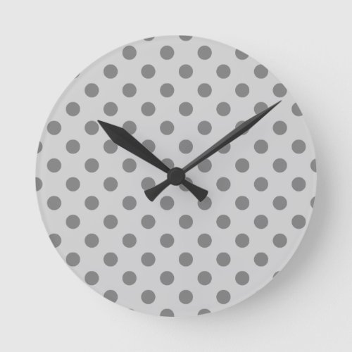 Polka Dots Large _ Gray on Light Gray Round Clock