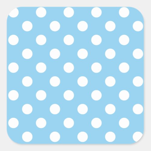 Polka Dots Large _ White on Baby Blue Square Sticker