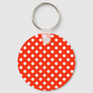 Polka Dots Large - White on Scarlet Keychain