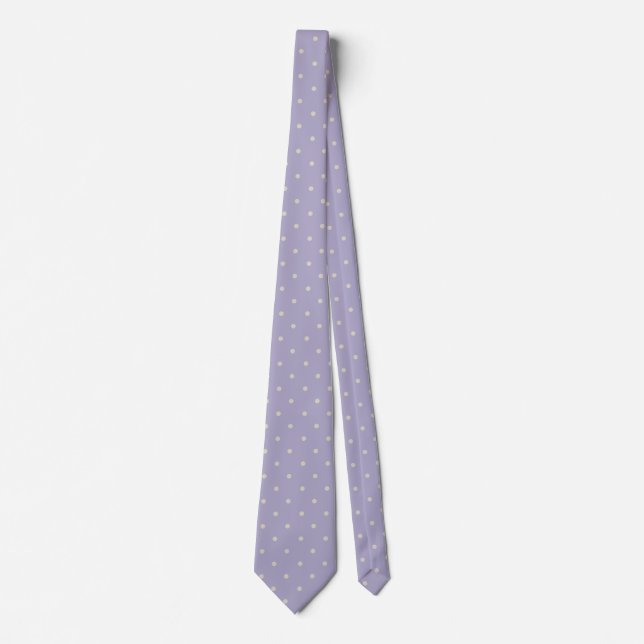 Polka Dots Lavender Cream Polka Pattern Neck Tie (Front)