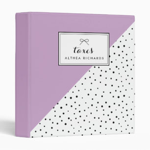 Polka Dots Lilac Abtract Pattern Custom Taxes Binder
