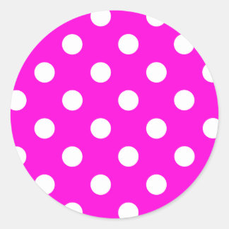 Polka dots magenta #FF00DC Classic Round Sticker