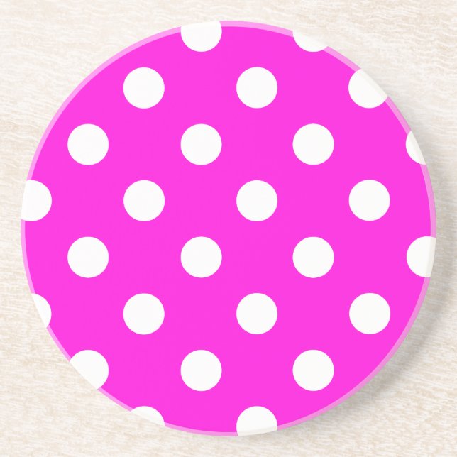 Polka dots magenta #FF00DC Coaster (Front)
