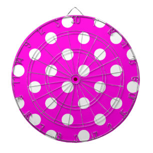 Polka dots magenta #FF00DC Dartboard With Darts