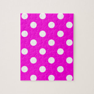 Polka dots magenta #FF00DC Jigsaw Puzzle