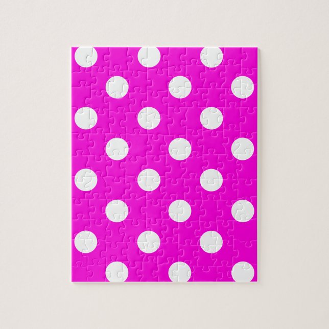 Polka dots magenta #FF00DC Jigsaw Puzzle (Vertical)